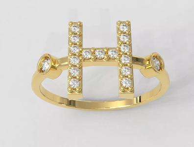 Diamond Letter Ring - H