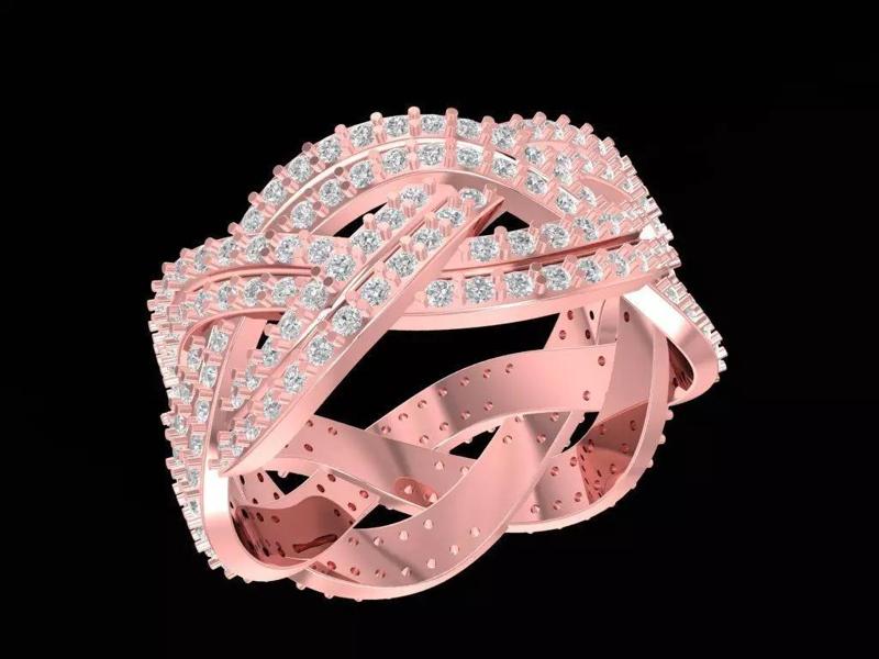 Braided Diamond Cocktail Ring for Women 1235