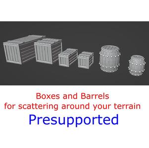 Barrels and Boxes for scattering around your terrain