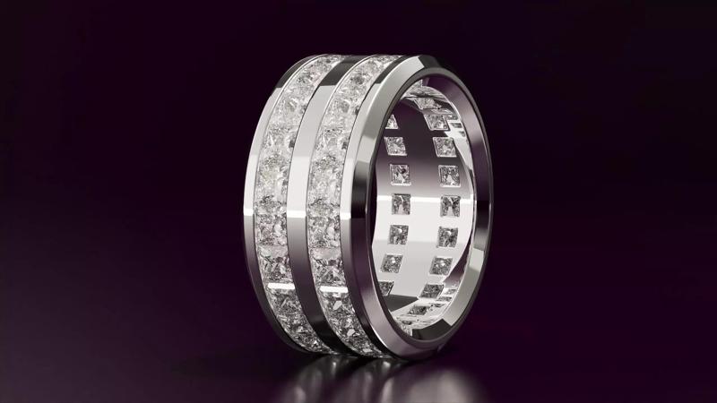 2line princess cut eternity ring 52EU size