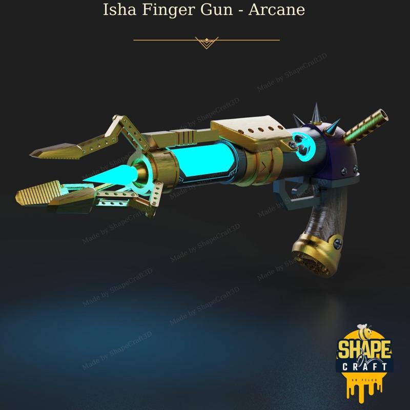 Isha Arcane Finger Gun STL File from League Of Legends - League of Legends STL File - Arcane Gun STL File, 3D Printer Files - Cosplay Stl