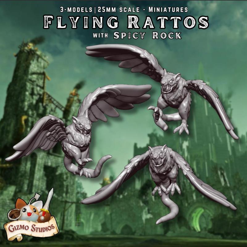 Flying Rattos with Spicy Rock - 25mm Miniatures
