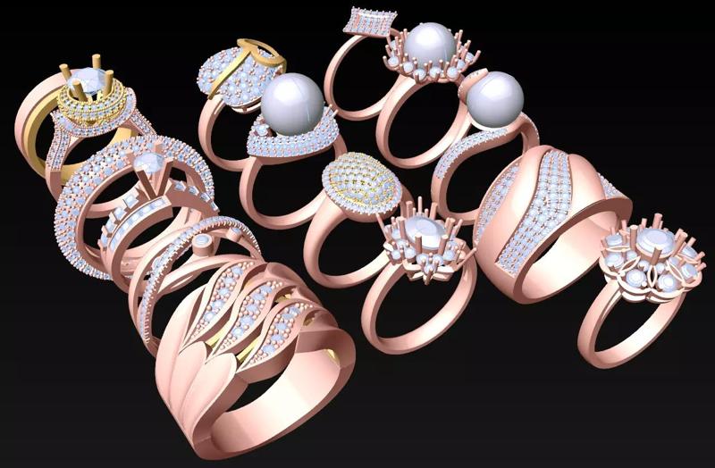 15  Womens Ring - Collection 3d Ring Jewellery Models bulk- AW09