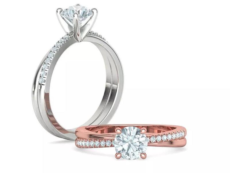 1ct Solitaire Ring Classic Engagement Ring with Pave Setting