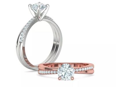 1ct Solitaire Ring Classic Engagement Ring with Pave Setting