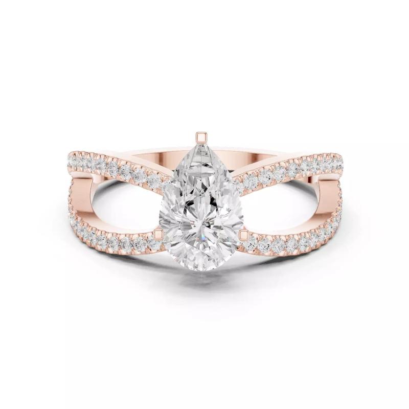 1CT Pear Cut Diamond Double Shank Wedding Ring 3DM STL Video