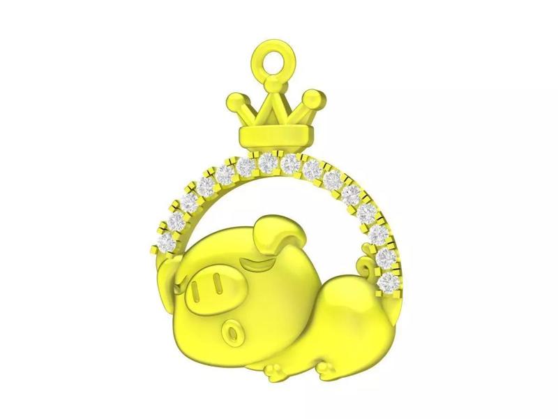 6996 Diamond Kute Pig Sleeping Pendant