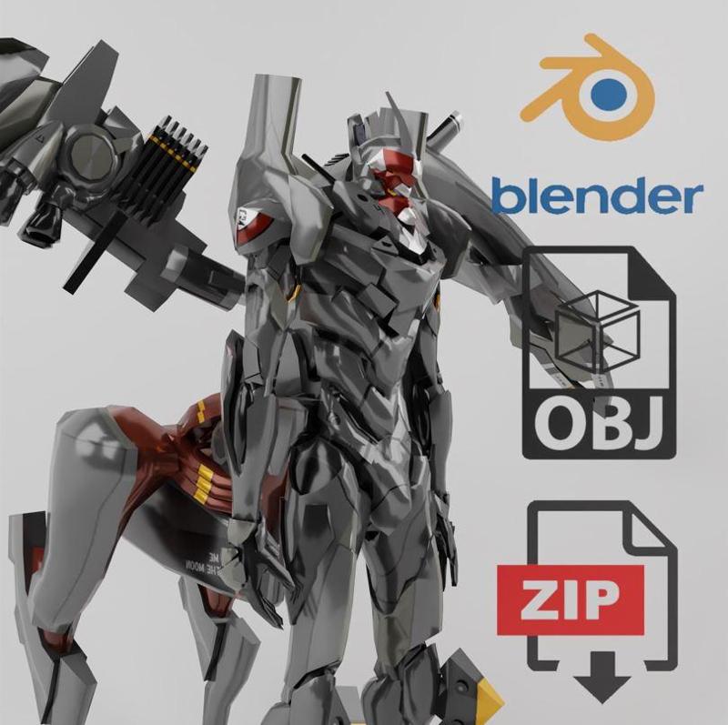 Evangelion EVA Unit 02 Type Allegorica Textured Lowpoly