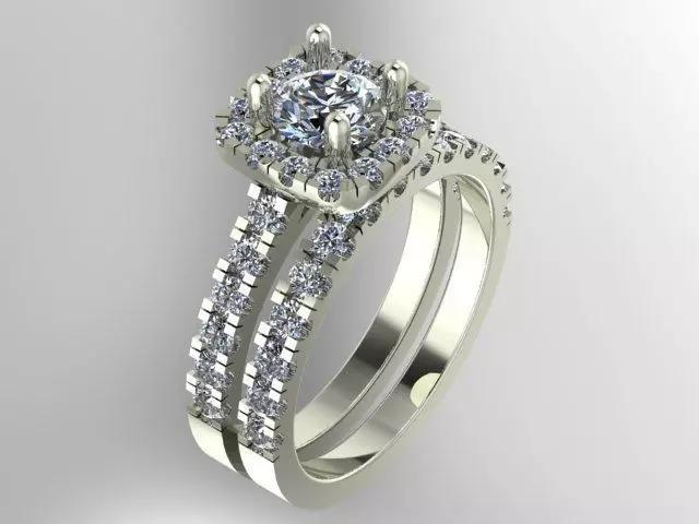 Halo ring with maching  band diamonds