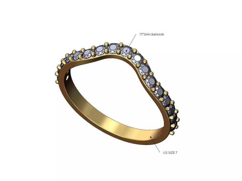 Half etenity curved gurad wedding engagement ring US size 7