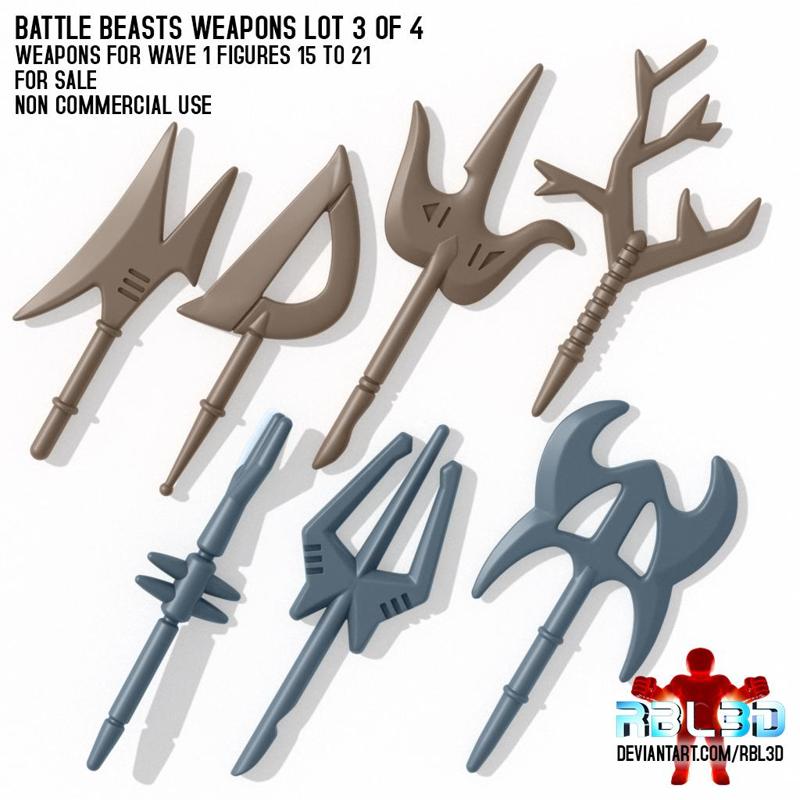 takara/hasbro battle beasts weapons wave 1 lot 3 of 4