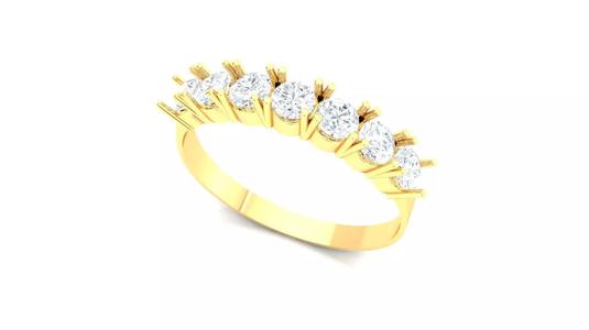 Gold Half Band Classic Diamond 3D Model Print Ready