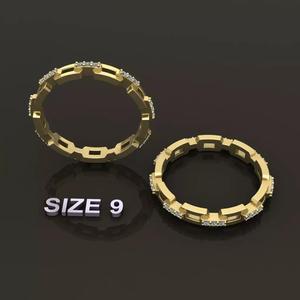 Hermes Style Link Diamond Band Ring Size 9