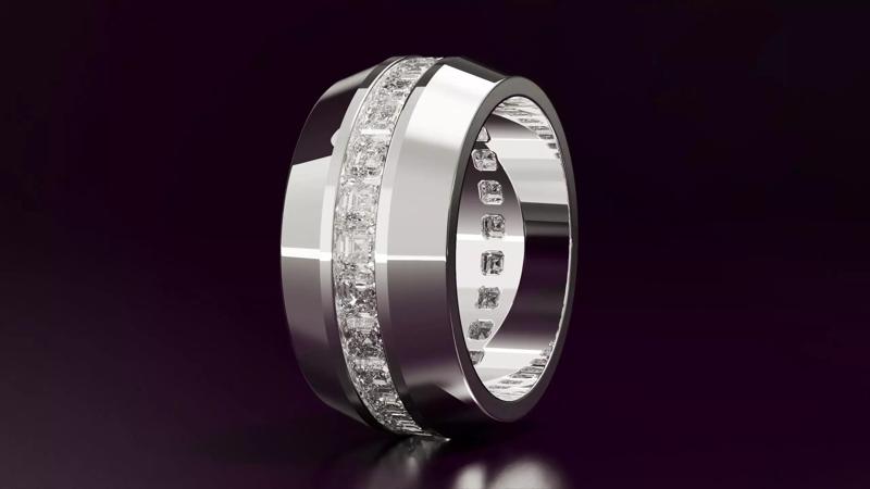 Channel Set Emerald Square Eternity Ring N08 295CT EU54