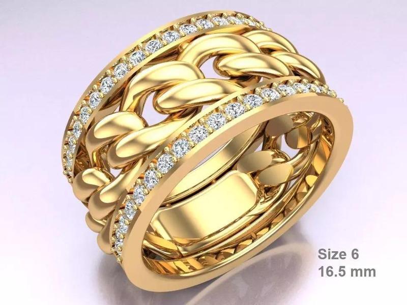 Chain Diamond ring - Miami Cuban ring - N8530A size 6