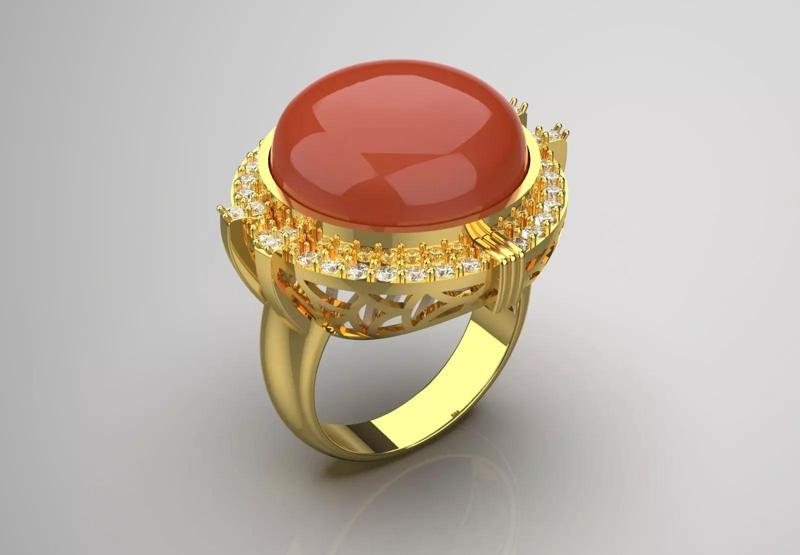 Coral and Diamond Ring Model jr00160