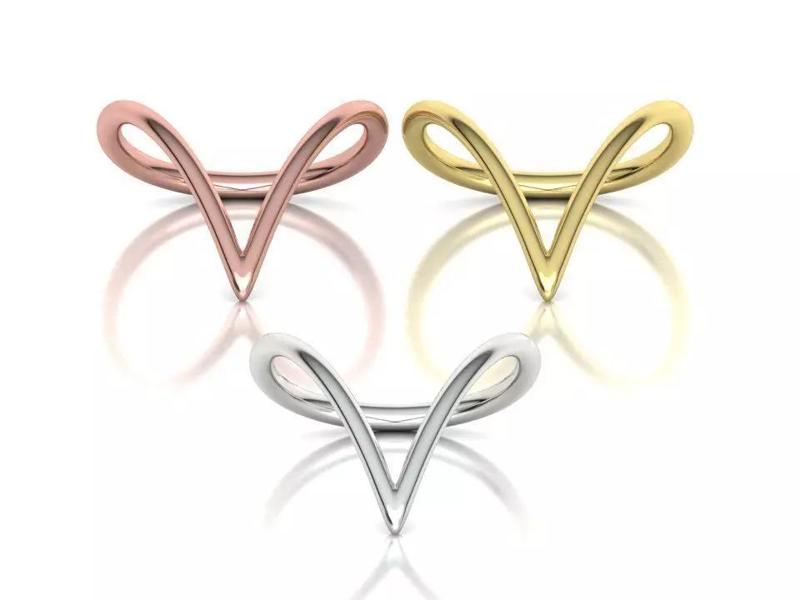 Chevron Ring Stackable Ring 18mm length 3dmodel Many fingers