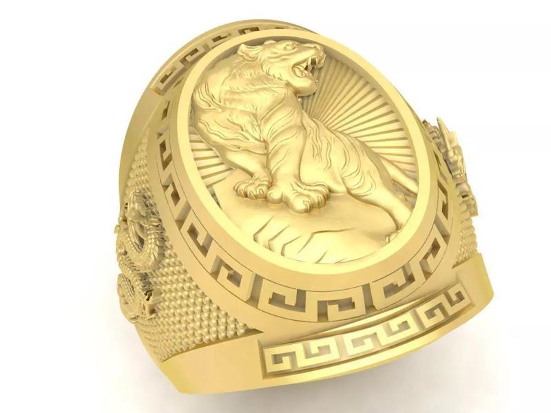 Luxury Tiger Dragon Signet Ring for Men 3655