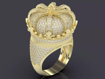 Elizabeth crown ring Silver Gold  Print