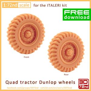 3D72ND - 1/72ND SCALE QUAD TRACTOR DUNLOP WHEELS