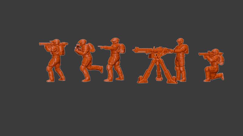 Halo Marines- 10 poses with Rocket launcher and HMG- 32mm