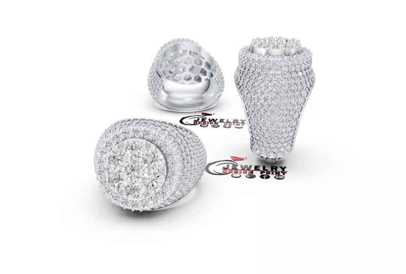 Custom Simulated Diamond Round Cut Hip Hop Men Pinky Ring