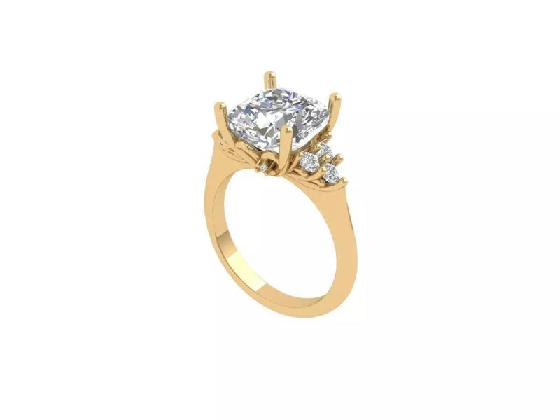 Cushion 3 Stone Bridal Ring