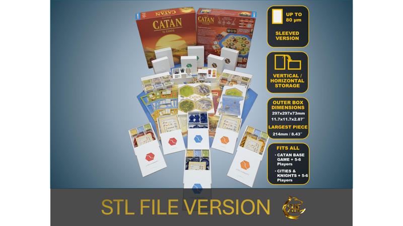 CATAN + Cities and Knights + Expansions Board Game Organizer | Insert | Premium Storage Solution - SLEEVED Version - STL file