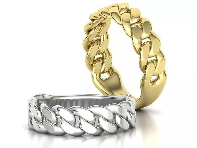 Cuban Ring Chain Link Ring 7mm Wide 9 10 11 12 13 US sizes