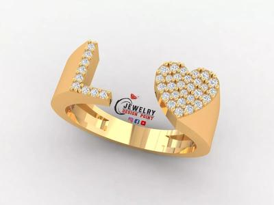 Custom Alphabet Heart Diamond Ring  AtoZ Love Ring Letters Ring