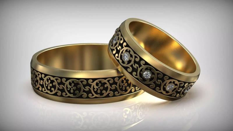 Floral Pattern Gold Wedding Rings Collection