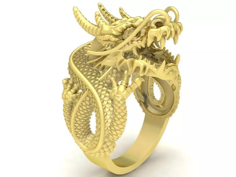 Asian Dragon Ring for Men 3D Model  3808