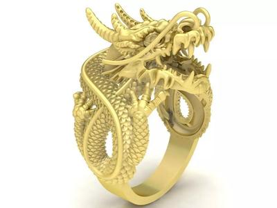 Asian Dragon Ring for Men 3D Model  3808