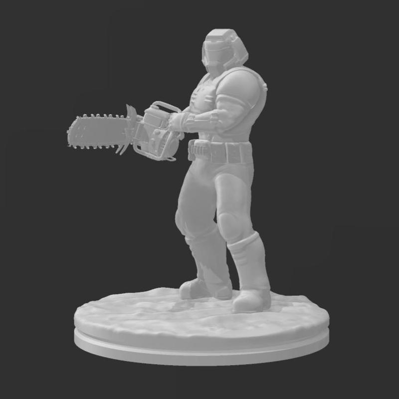 DOOM Marine Classic Miniature with Chainsaw (Presupported)