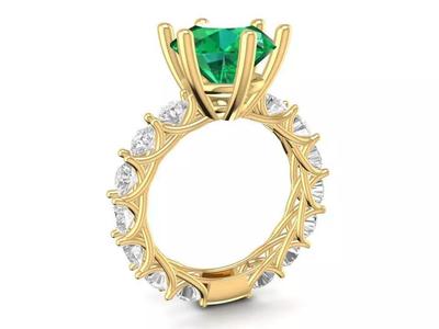 Luxury Round Cut Engagement Ring 3D Model 1731