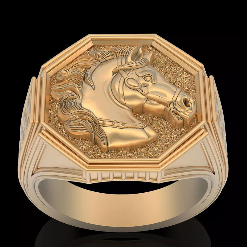 Horse man  ring silver gold printable jewelry 3D model