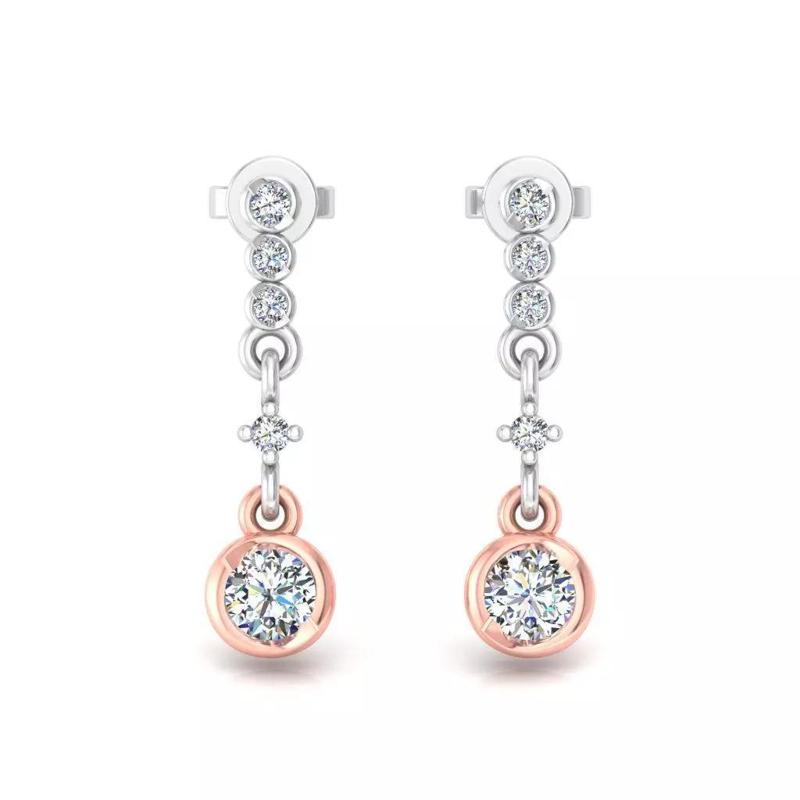 Elegant Two Tone Diamond Drop Earrings