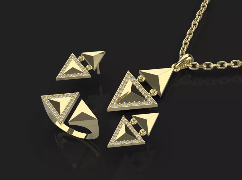 Ring Earrings Pendant Complect