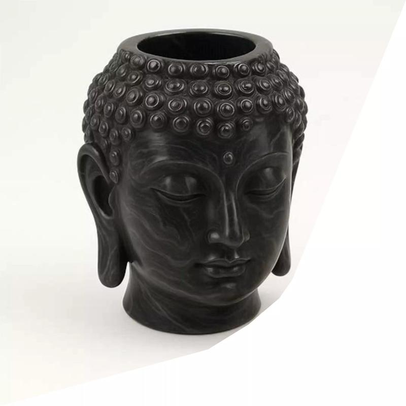 Black Marble Buddha Around Pen Holder Showpiece