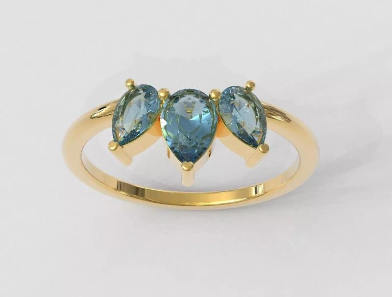 3 Gemstones Ring