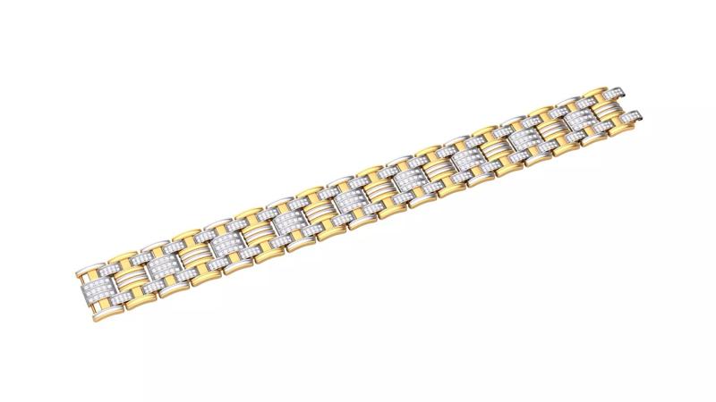 3D Printable Jewelry design of Bracelet with diamonds