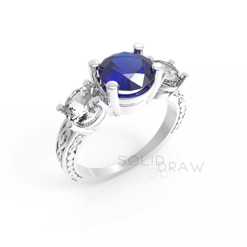 Ring Engagment Saphira Ruby diamond 3D print model