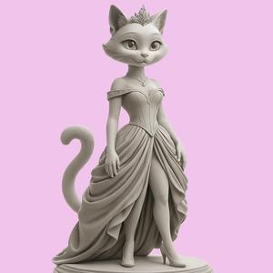 Regal Cat Princess – Elegant Feline Royalty 3D Print Model