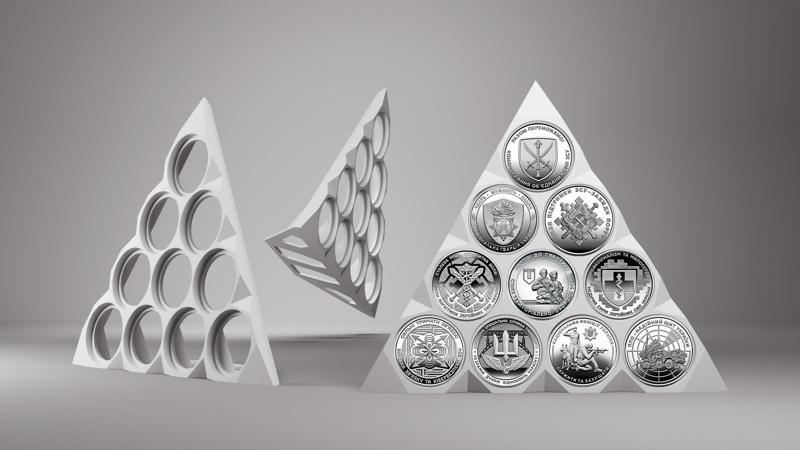 Coin Display Stand for 10 Hryvnia Collectible Coins (10 slots)