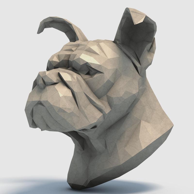 FREE - Bulldog Head Low Poly
