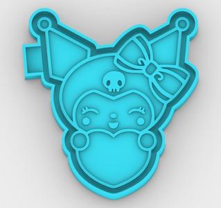 Kuromi in love with a heart - Love - freshie mold - STL for silicone mold