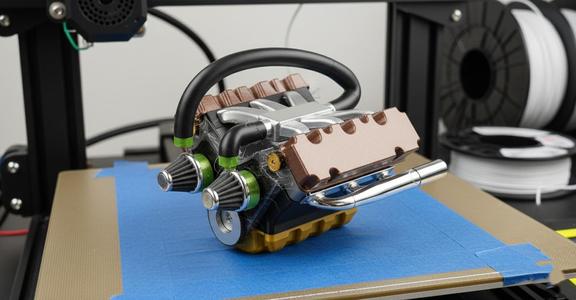 Articulated V6 Engine – Functional 3D Printable Model