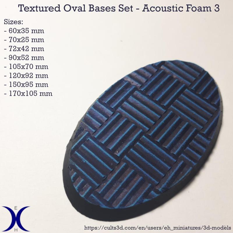 Oval Bases Set – Acoustic Foam 3 Texture (60–170MM) | Perfect For Tabletop Wargames & RPG's