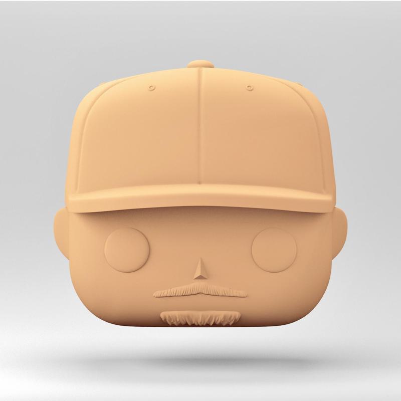 A male head in a Funko POP style.  A man in a cap. MH_5-4