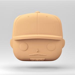 A male head in a Funko POP style.  A man in a cap. MH_5-4